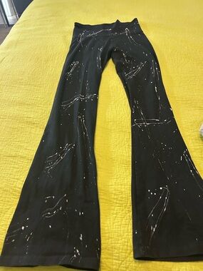 T Party Fashion Black Pants with White Paint Speckle